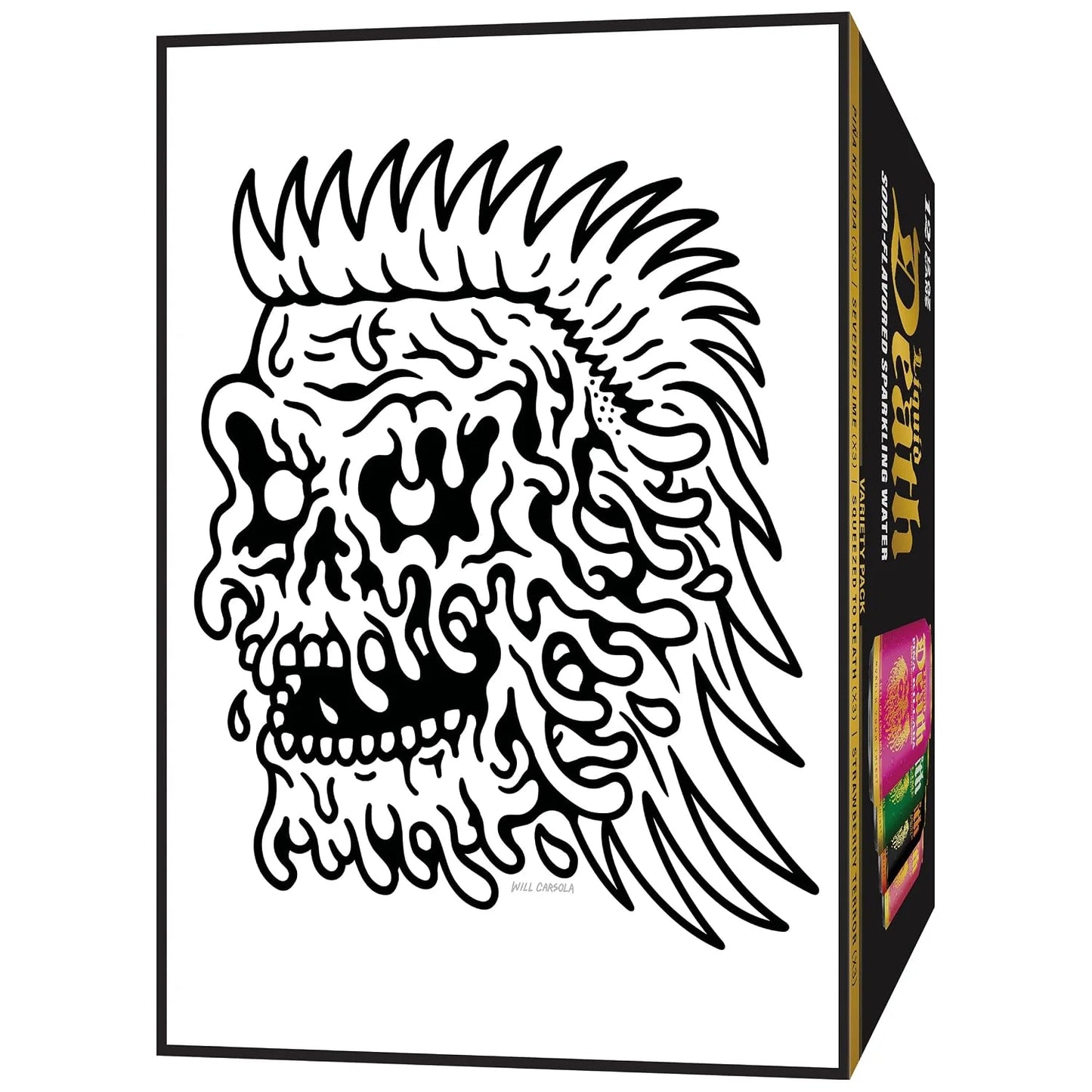 Liquid Death Soda-Flavored Sparkling Water - Modern Variety, Less Sugar*, Huge Flavor, No Caffeine, No Artificial Sweeteners, 4 Flavors: Lime, Orange, Strawberry, Piña Killada 12 Fl Oz (Pack of 12)