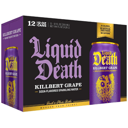 Liquid Death Soda-Flavored Sparkling Water - Killbert Grape, Less Sugar*, Huge Flavor, No Caffeine, No Artificial Sweeteners, 12 Fl Oz (Pack of 12)
