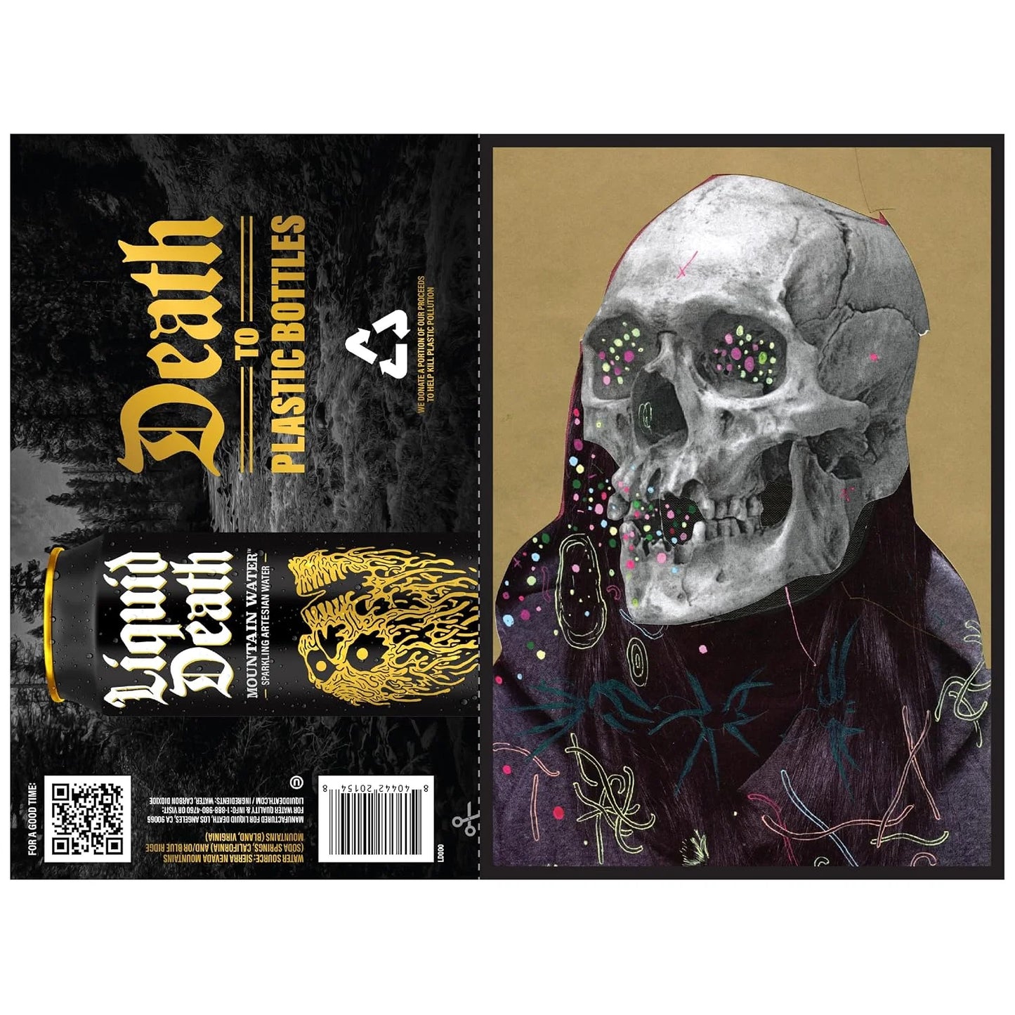 Liquid Death Sparkling Mountain Water, Real Mountain Source, Ice-Cold Cans, Infinitely Recyclable, King Size 19.2 Fl Oz (Pack of 12)