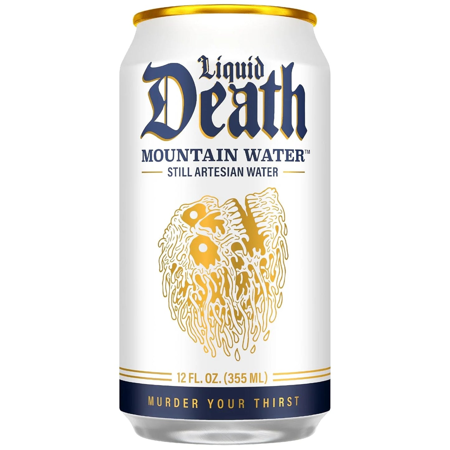 Liquid Death Still Mountain Water, Real Mountain Source, Ice-Cold Cans, Infinitely Recyclable, 12 Fl Oz (Pack of 12)
