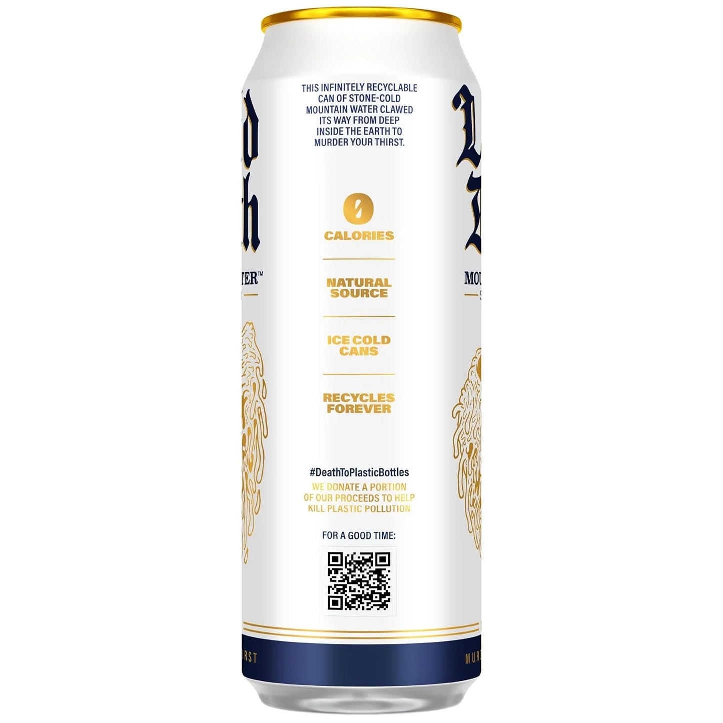 Liquid Death Still Mountain Water, Real Mountain Source, Ice-Cold Cans, Infinitely Recyclable, King Size 19.2 Fl Oz (Pack of 12)