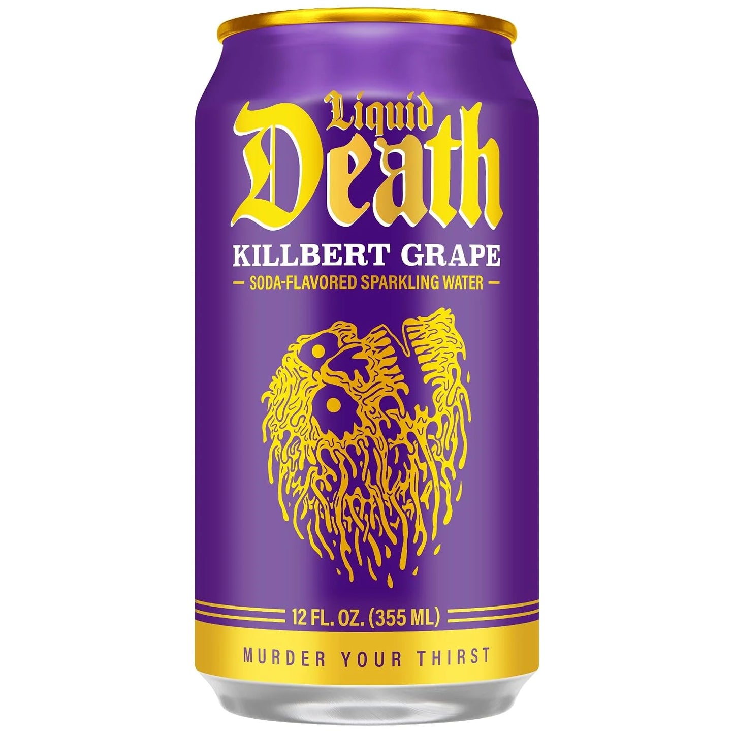 Liquid Death Soda-Flavored Sparkling Water - Killbert Grape, Less Sugar*, Huge Flavor, No Caffeine, No Artificial Sweeteners, 12 Fl Oz (Pack of 12)