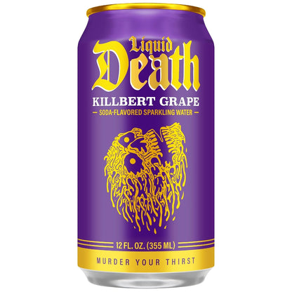 Liquid Death Soda-Flavored Sparkling Water - Killbert Grape, Less Sugar*, Huge Flavor, No Caffeine, No Artificial Sweeteners, 12 Fl Oz (Pack of 12)