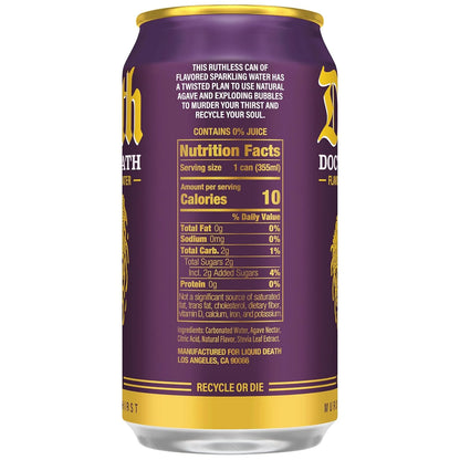Liquid Death Soda-Flavored Sparkling Water - Doctor Death (Cherry, Cream, Spice), Less Sugar*, Huge Flavor, No Caffeine, No Artificial Sweeteners, 12 Fl Oz (Pack of 12)