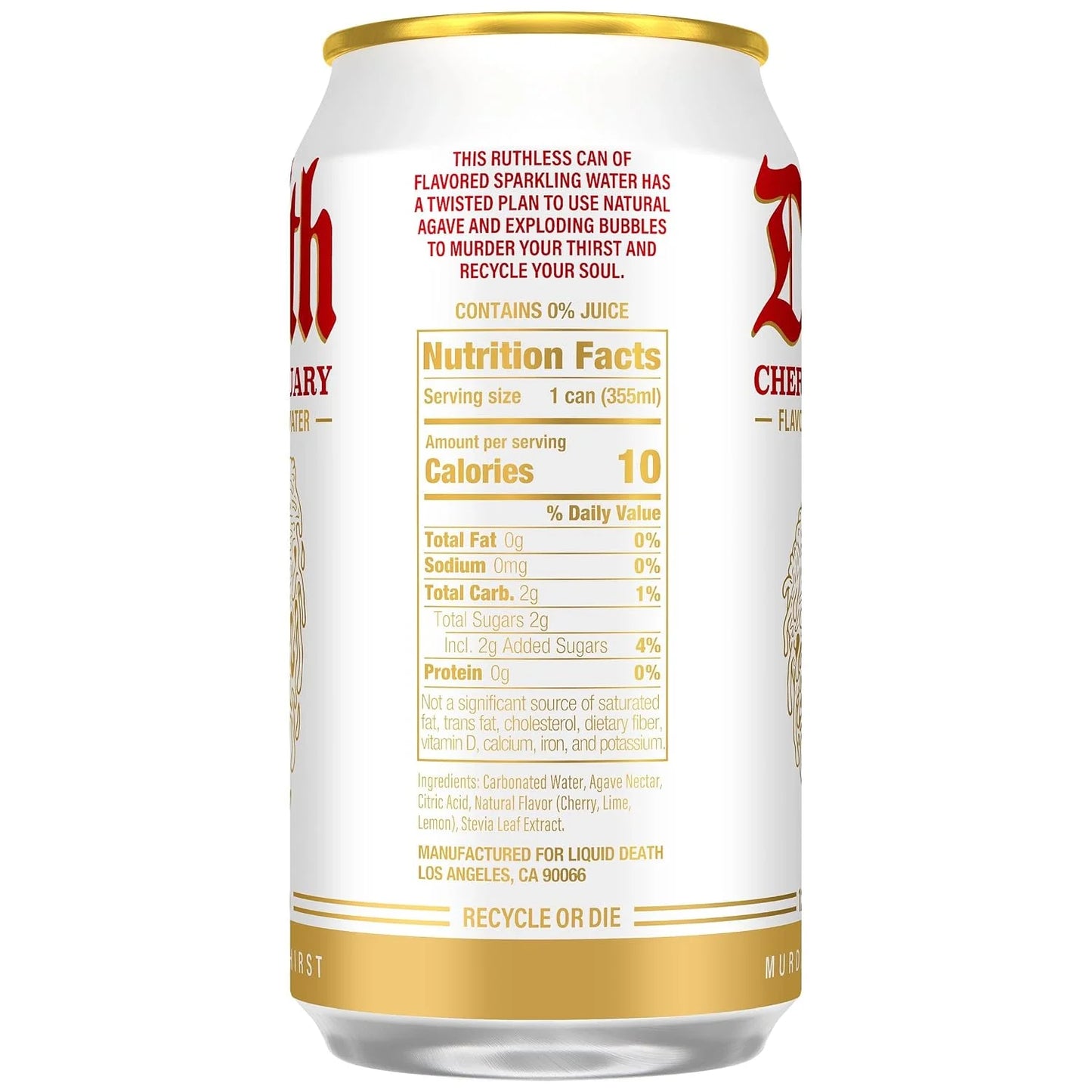 Liquid Death Soda-Flavored Sparkling Water - Cherry Obituary, Less Sugar*, Huge Flavor, No Caffeine, No Artificial Sweeteners, 12 Fl Oz (Pack of 12)
