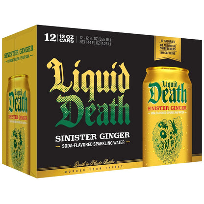 Liquid Death Soda-Flavored Sparkling Water - Sinister Ginger, Less Sugar*, Huge Flavor, No Caffeine, No Artificial Sweeteners, 12 Fl Oz (Pack of 12)