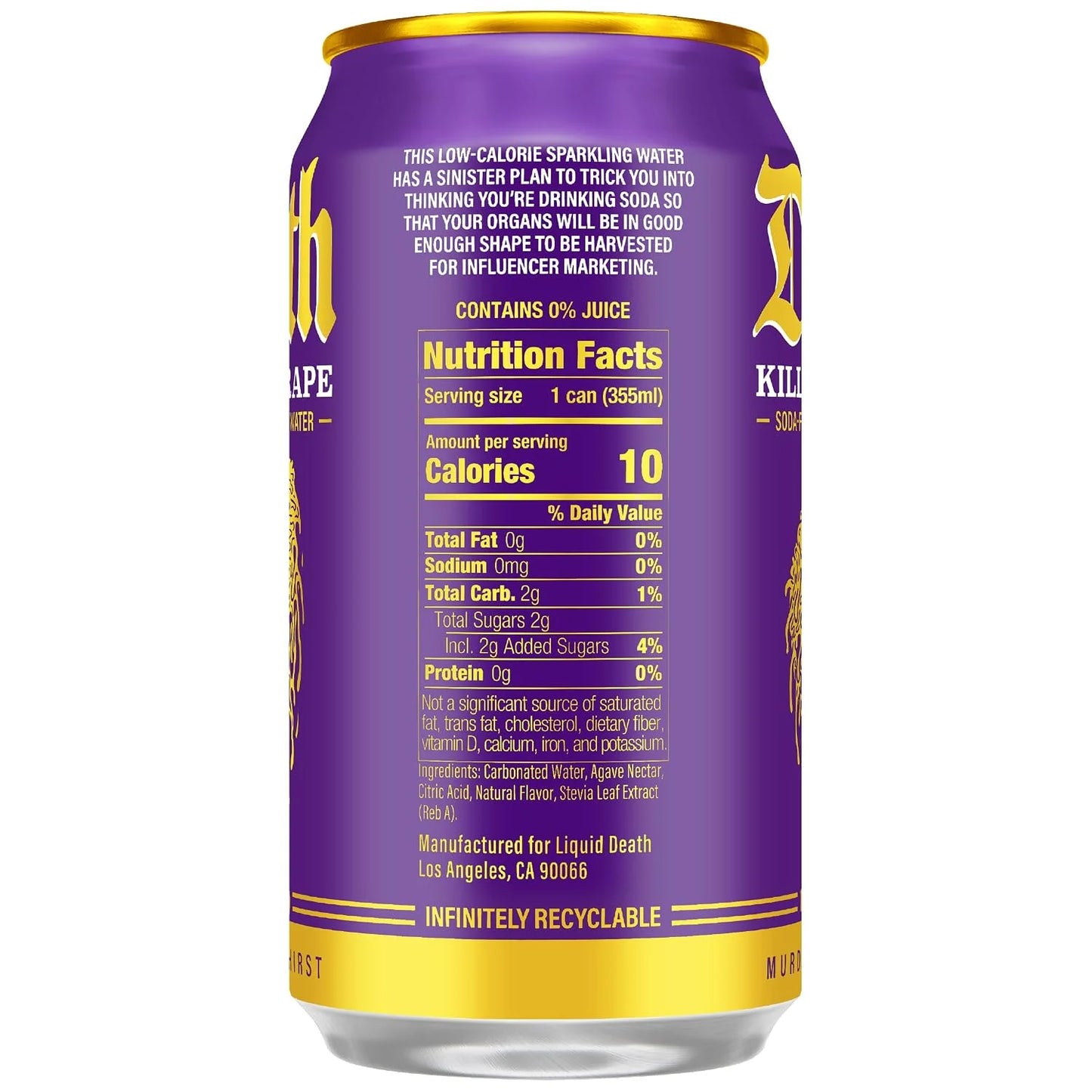 Liquid Death Soda-Flavored Sparkling Water - Killbert Grape, Less Sugar*, Huge Flavor, No Caffeine, No Artificial Sweeteners, 12 Fl Oz (Pack of 12)