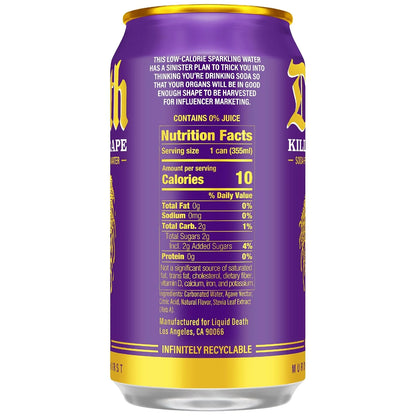 Liquid Death Soda-Flavored Sparkling Water - Killbert Grape, Less Sugar*, Huge Flavor, No Caffeine, No Artificial Sweeteners, 12 Fl Oz (Pack of 12)