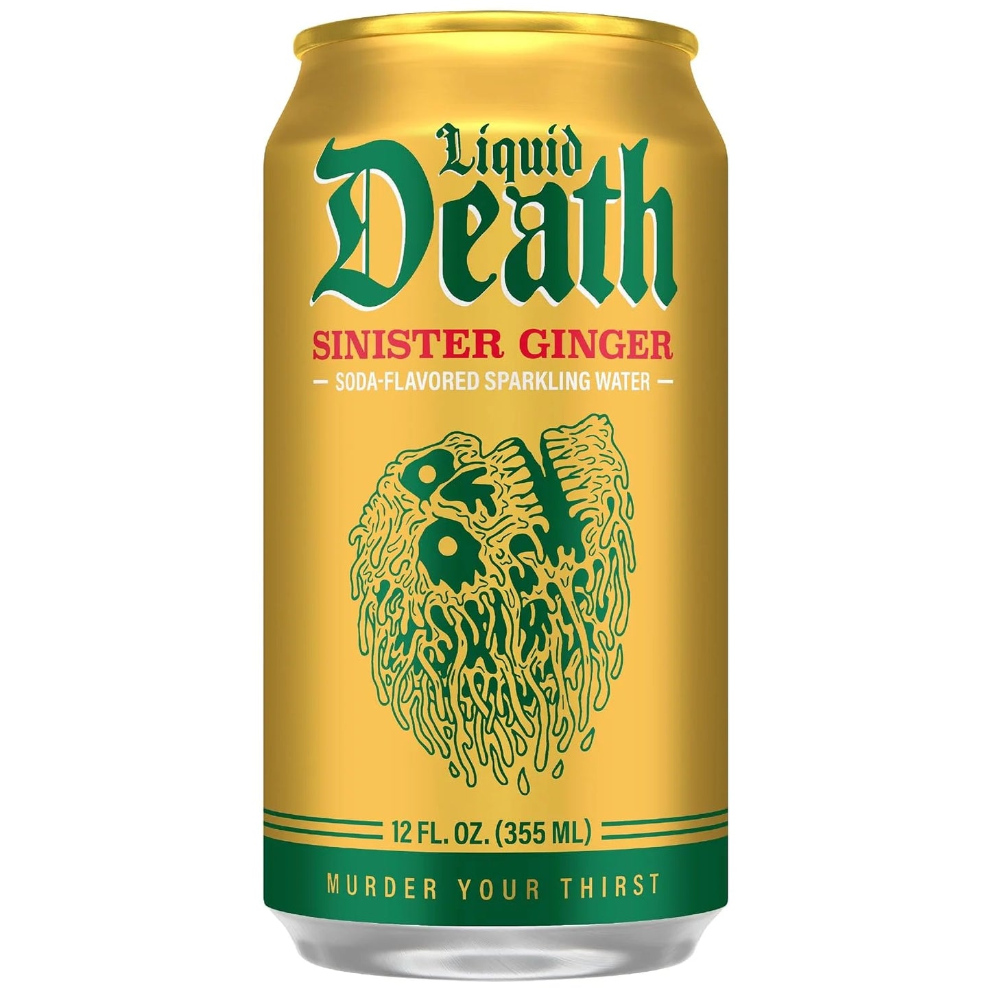 Liquid Death Soda-Flavored Sparkling Water - Sinister Ginger, Less Sugar*, Huge Flavor, No Caffeine, No Artificial Sweeteners, 12 Fl Oz (Pack of 12)