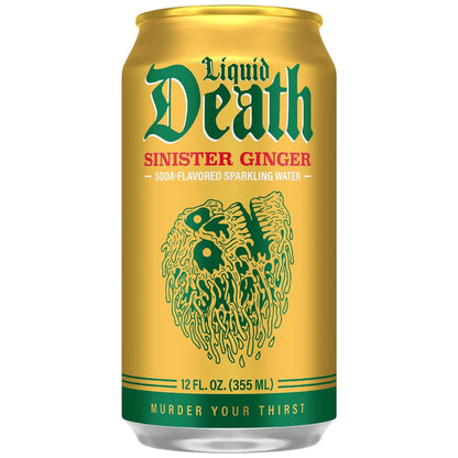 Liquid Death Soda-Flavored Sparkling Water - Sinister Ginger, Less Sugar*, Huge Flavor, No Caffeine, No Artificial Sweeteners, 12 Fl Oz (Pack of 12)