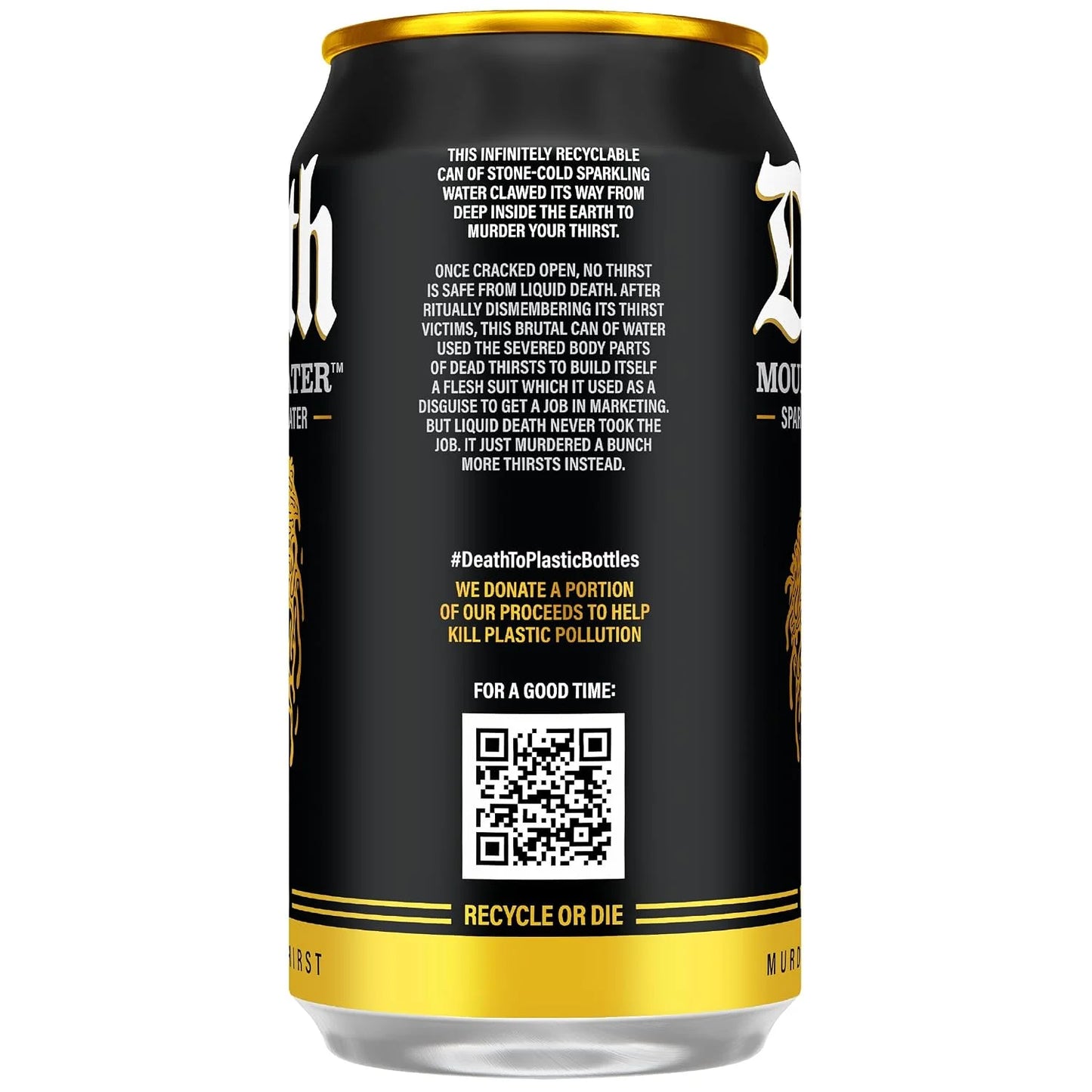 Liquid Death Sparkling Mountain Water, Real Mountain Source, Ice-Cold Cans, Infinitely Recyclable, 12 Fl Oz (Pack of 12)