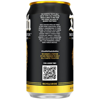 Liquid Death Sparkling Mountain Water, Real Mountain Source, Ice-Cold Cans, Infinitely Recyclable, 12 Fl Oz (Pack of 12)