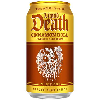 Liquid Death Iced Tea - Cinnamon Roll, Less Sugar*, Boost of Caffeine, B Vitamins, No Artificial Sweeteners, 12 Fl Oz (Pack of 12)