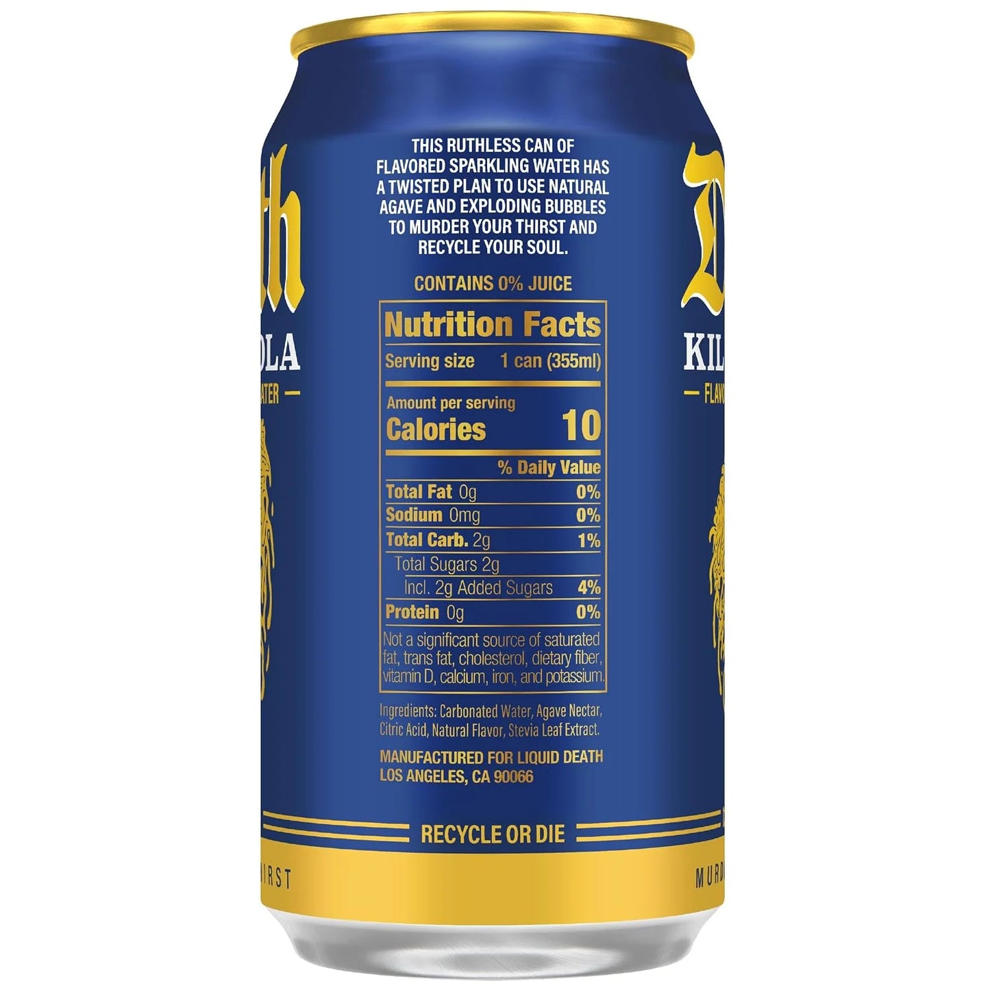 Liquid Death Soda-Flavored Sparkling Water - Killer Cola, Less Sugar*, Huge Flavor, No Caffeine, No Artificial Sweeteners, 12 Fl Oz (Pack of 12)