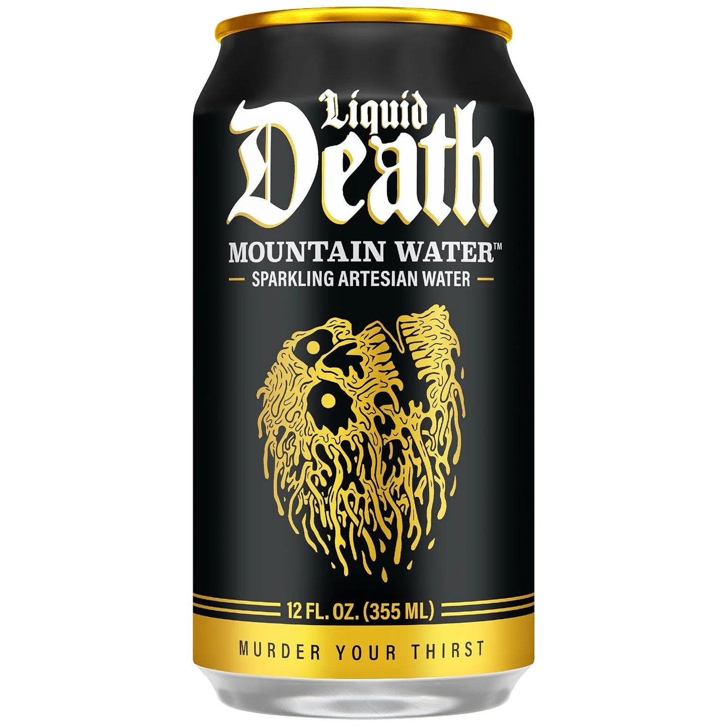 Liquid Death Sparkling Mountain Water, Real Mountain Source, Ice-Cold Cans, Infinitely Recyclable, 12 Fl Oz (Pack of 12)