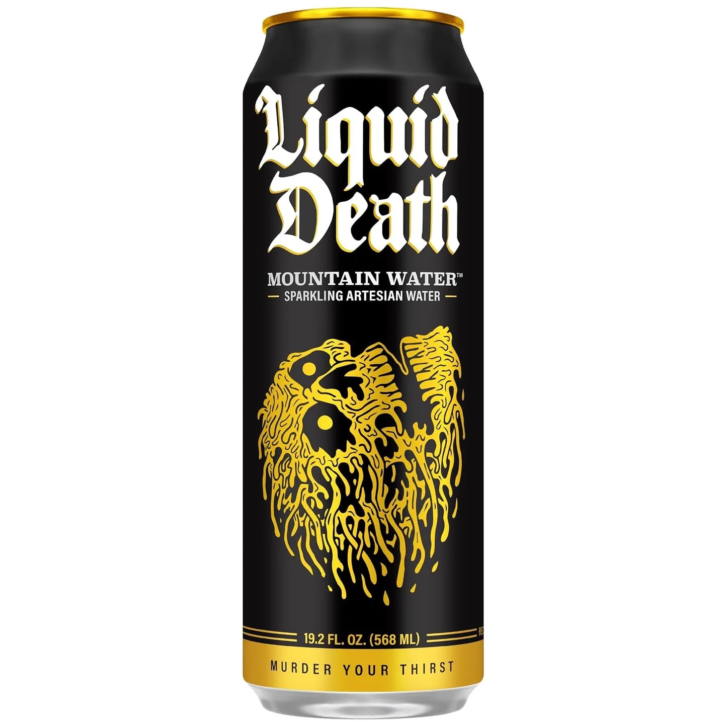 Liquid Death Sparkling Mountain Water, Real Mountain Source, Ice-Cold Cans, Infinitely Recyclable, King Size 19.2 Fl Oz (Pack of 12)
